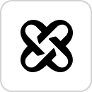 Gray interlocking loops icon.